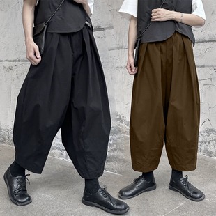 宽松小个子休闲哈伦灯笼裤 女2026夏季 裤 文艺棉麻阔腿高腰九分工装
