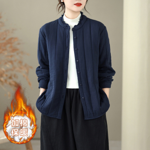 森系文艺花边领棉衣女冬季 宽松休闲打底小棉袄轻薄保暖棉服上衣潮