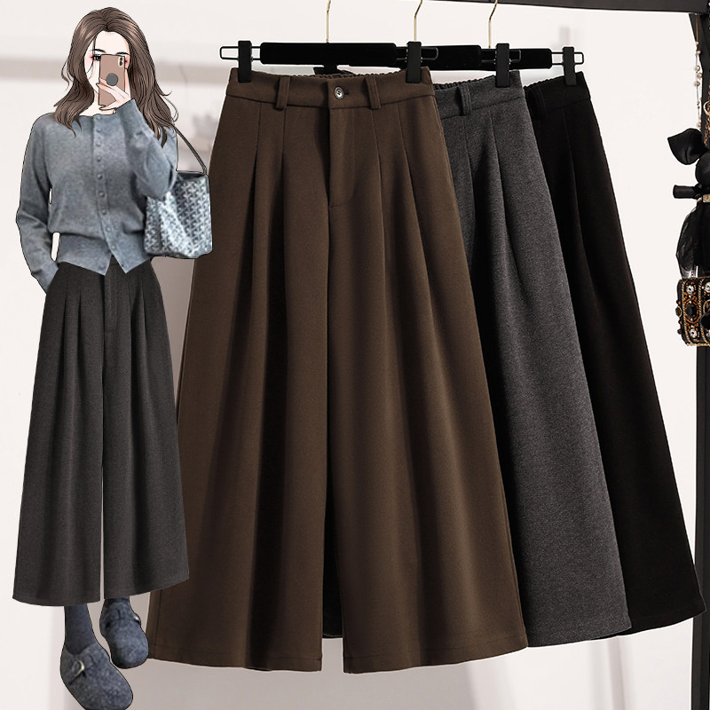 大码咖色毛呢阔腿裤女秋冬2025新款高腰显瘦宽松慵懒加厚直筒裤子,女装/女士精品,大码裤装,淘宝优惠券,粉丝福利购,淘宝优惠卷