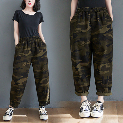 迷彩休闲裤女夏季宽松洋气高腰
