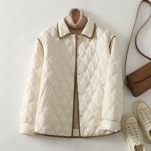 小香风今年流行爆款棉衣女士2025秋冬新款轻薄洋气菱格棉服外套潮