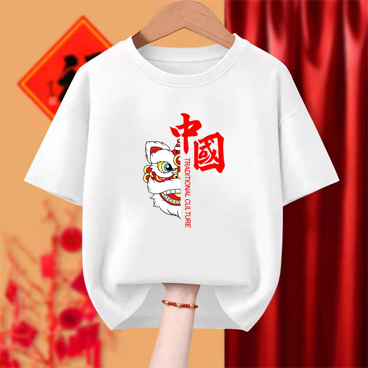 六一中国风t恤短袖学生班服合唱服演出醒狮团建文化衫定制印logo