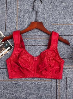 90C外贸出口大红色本命年无钢圈减压宽肩带全罩杯大码内衣文胸