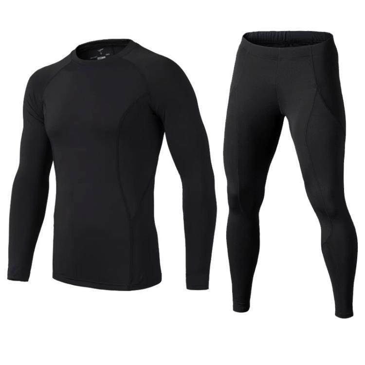 高弹健身服男士长袖套装跑步健身房运动紧身衣长裤篮球训练速干衣