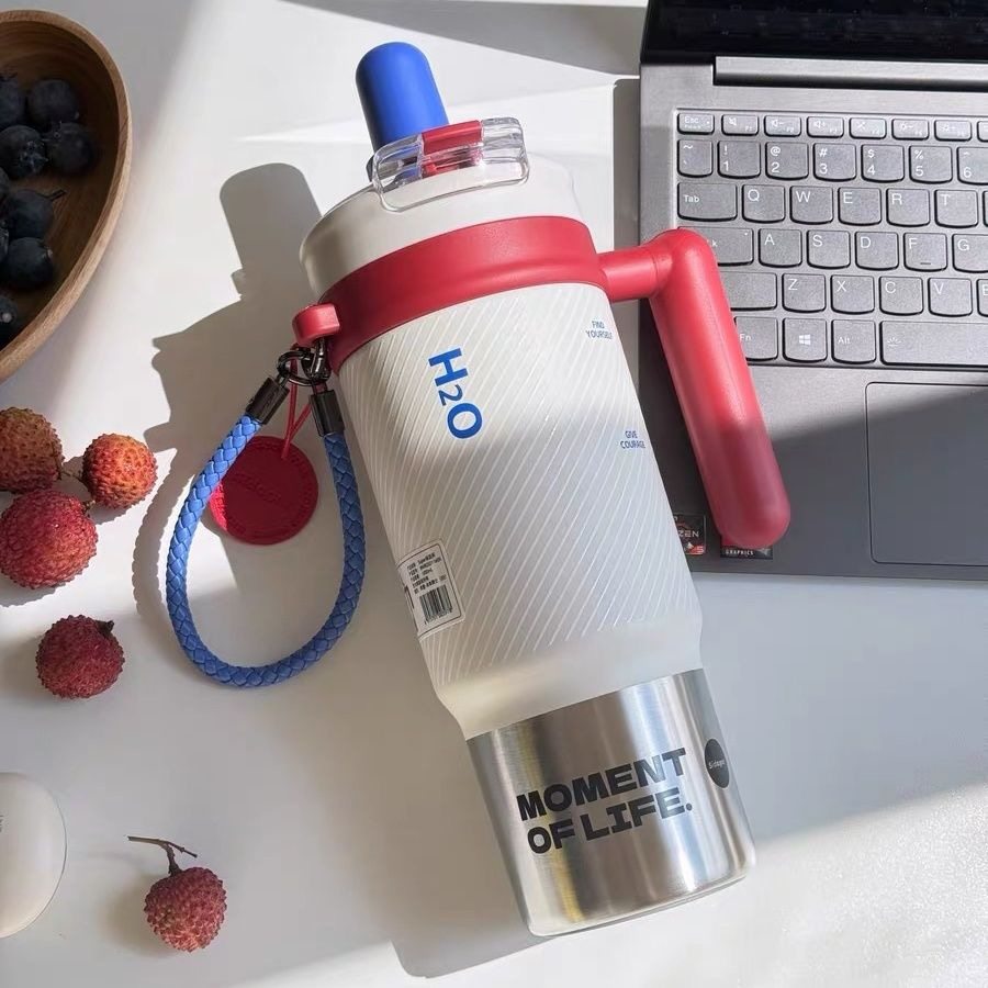 世大家1000ml保温杯男女吸管大容量便携车载办公水杯子保冷冰霸杯