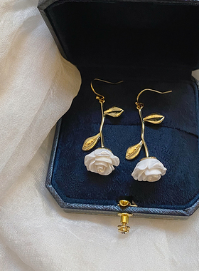 《莫奈花园》复古干枯玫瑰法式2025年新款潮小众设计感高级耳环