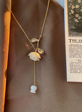 「月光玫瑰」浮雕复古轻奢小众925纯银高级感法式项链女生锁骨链