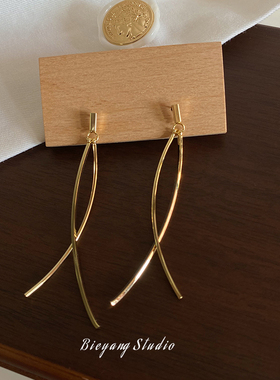 二十世纪 ┃ 925银气质简约流苏线条耳钉小众设计适合圆脸的耳环