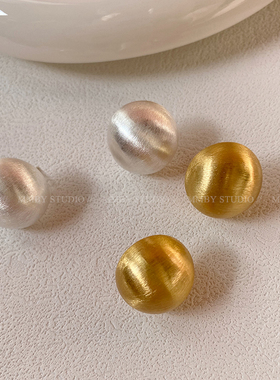 《别样》复古高级感金属磨砂拉丝耳钉女2025年气质百搭圆球耳环