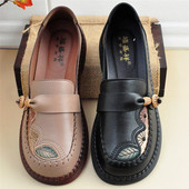 老北京妈妈鞋 牛筋软底时尚 女单鞋 24春新款 乐福复古休闲仿皮鞋 宽松