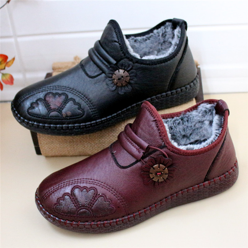 红色冬季老北京女棉鞋中老年加绒保暖妈妈鞋牛筋底软底软面好穿脱,女鞋,棉鞋,淘宝优惠券,粉丝福利购,淘宝优惠卷