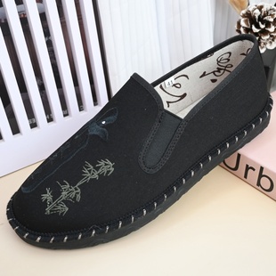 26春秋老北京中国风刺绣透气超轻底潮流休闲懒人鞋防滑软底男单鞋