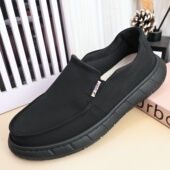 老北京布鞋 男透气黑色休闲鞋 工作鞋 26春季 纯黑圆头防滑轻软爸爸鞋