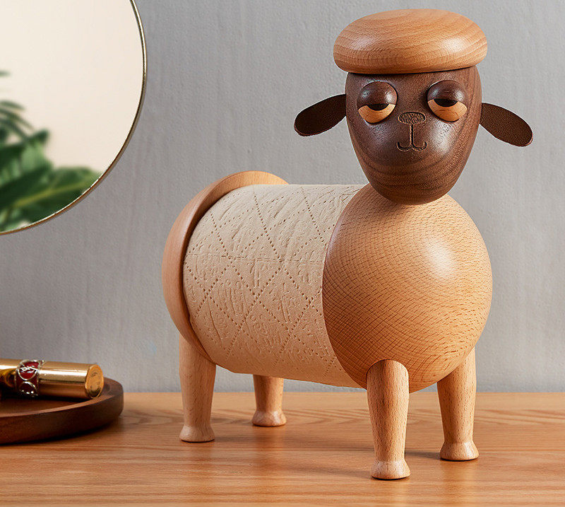 创意家居礼品实木小毛驴桌面客厅家用纸巾盒厨房纸巾架