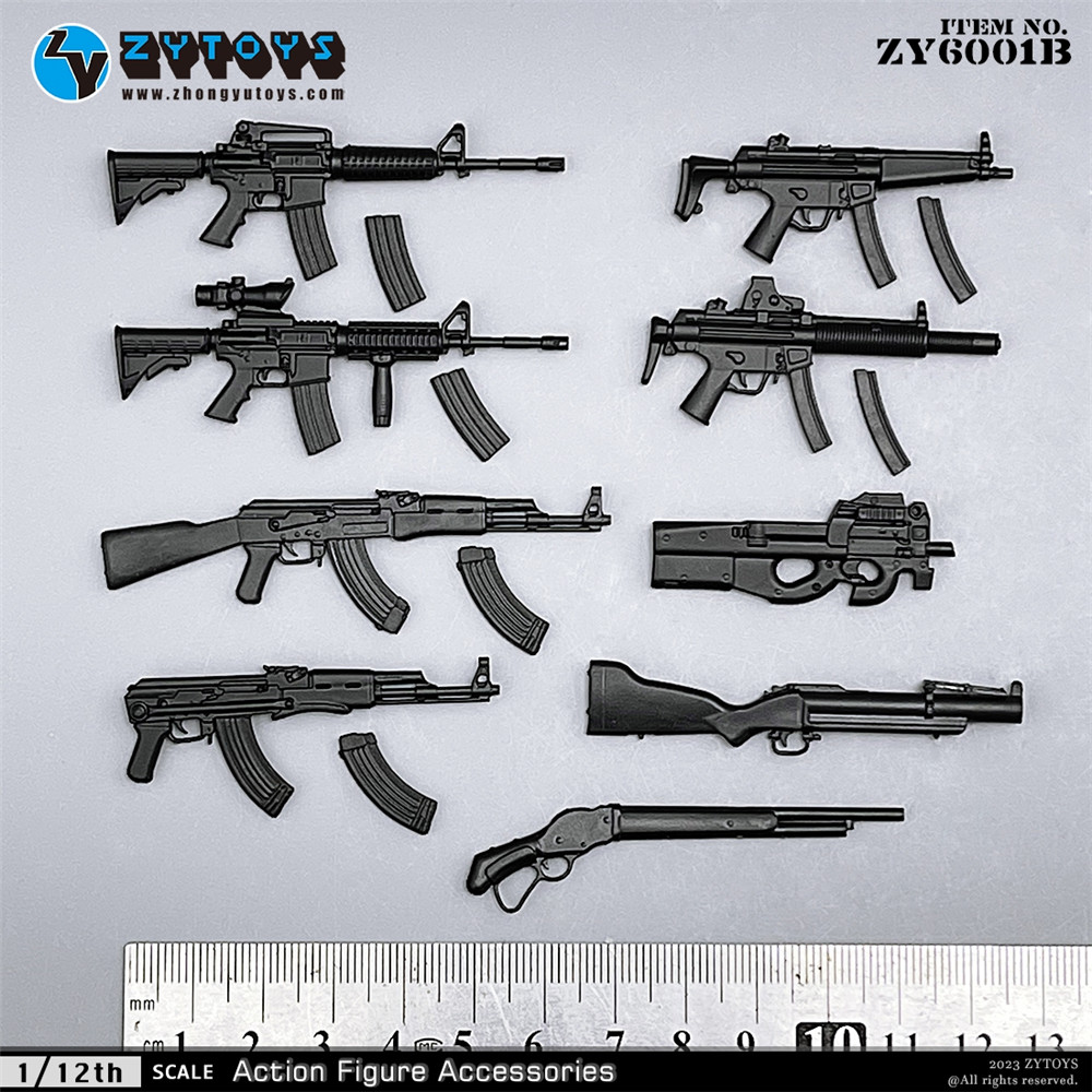 ZYTOYS 1/12 MP5 M4 AK47 P90 M1887 散弹 吃鸡游戏 兵人手办原色 模玩/动漫/周边/娃圈三坑/桌游 兵人专区 原图主图