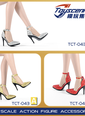 1/6 TCT-043 女兵人高跟凉鞋银色红色 娃娃手办人偶模型鞋子 靴子