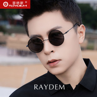 太阳眼镜开车专用偏光驾驶镜复古眼睛潮黑色防紫外线 圆形墨镜男士