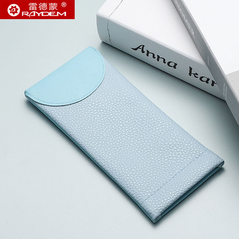 自动闭口眼镜袋便携挂包小清新pu皮太阳眼睛老花镜近视镜收纳袋子