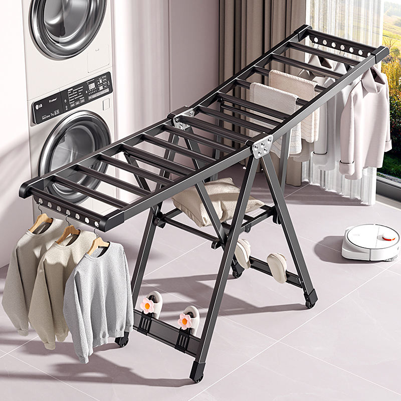 阳台晒衣架家用折叠落地式晾衣架室内外婴儿凉晒挂衣杆晒被子神器