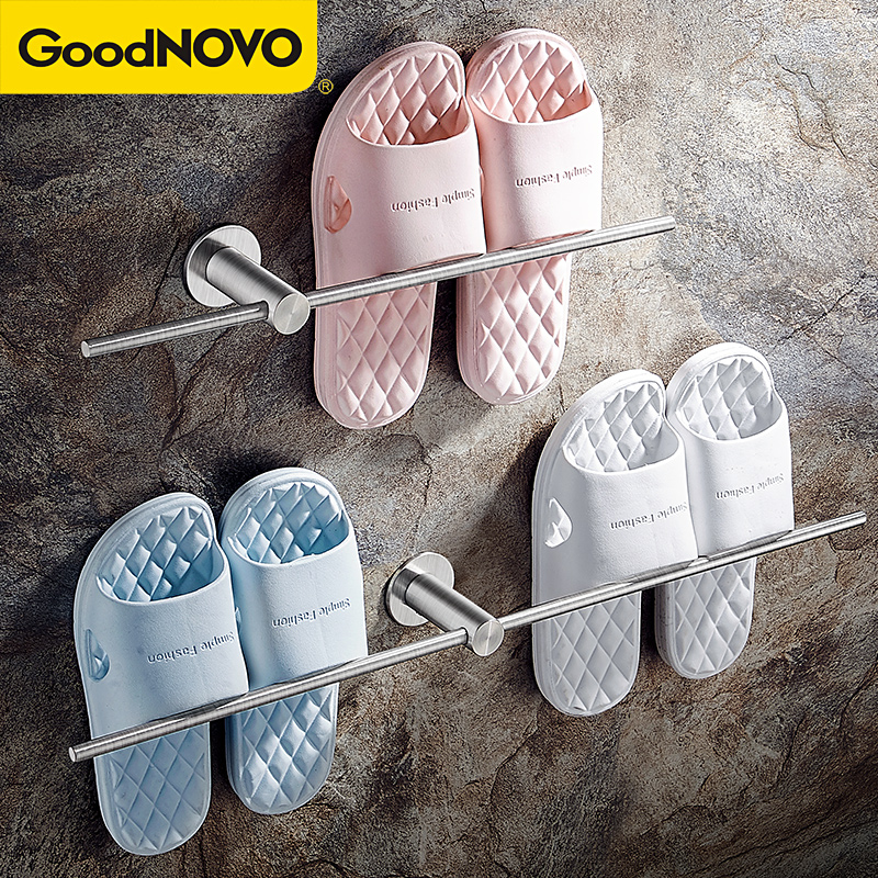 不锈钢壁挂免打孔拖鞋架