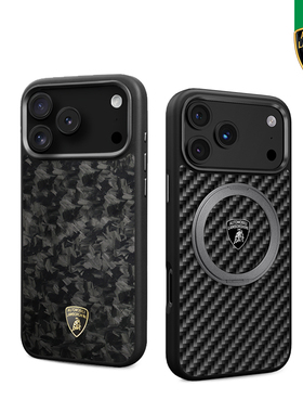 兰博基尼苹果17ProMax真锻造碳纤维手机壳14Plus全包苹果16ProMax保护壳防摔iPhone15Pro高级商务保护套潮男