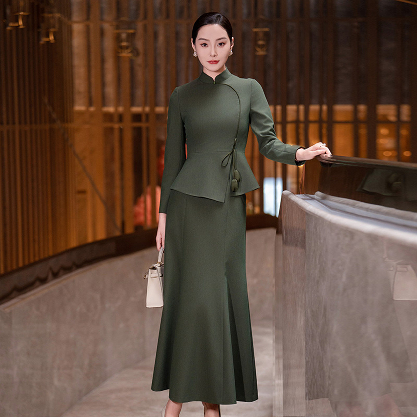 气质复古修身新中式国风套装裙女