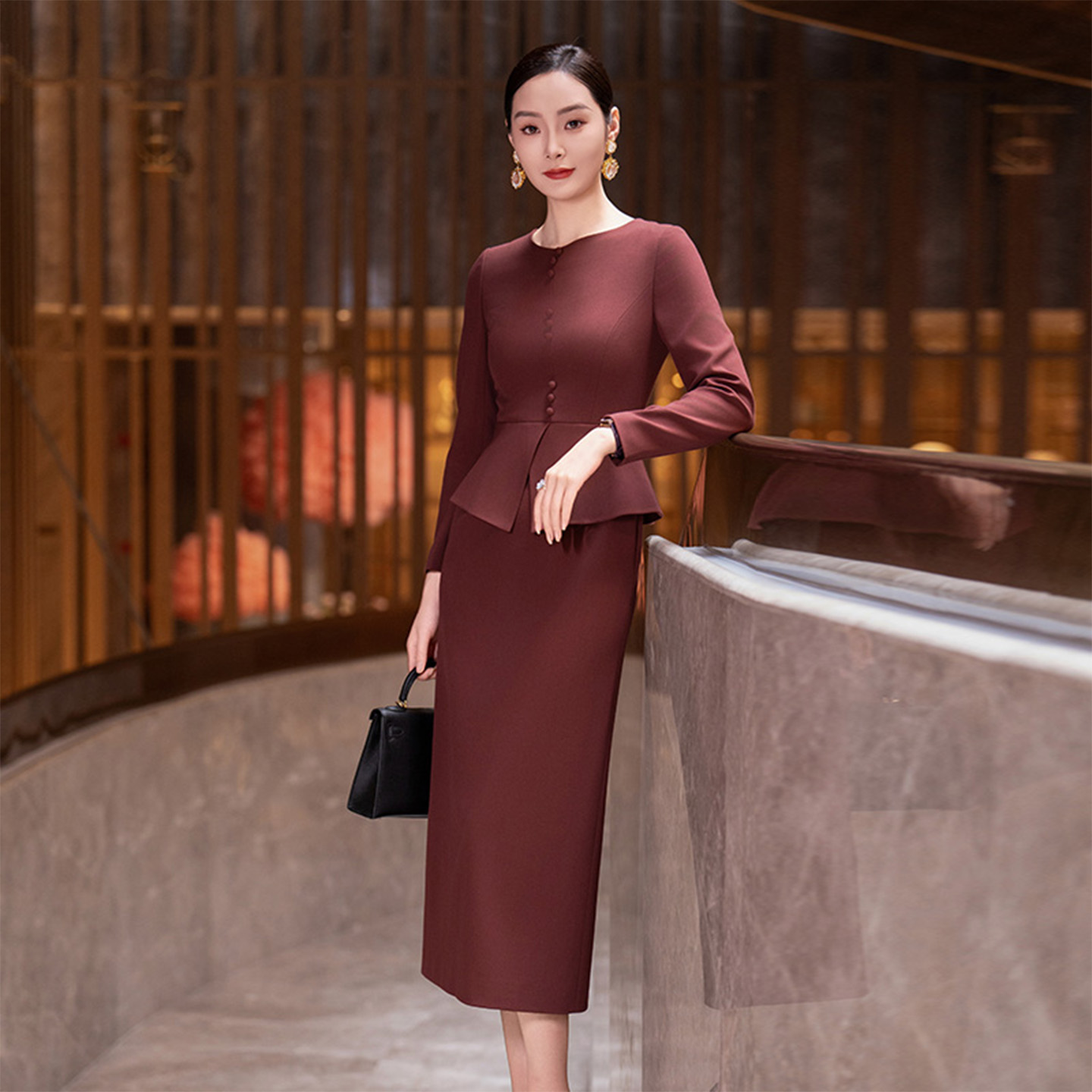 时尚气质喜婆婆婚宴装连衣裙女