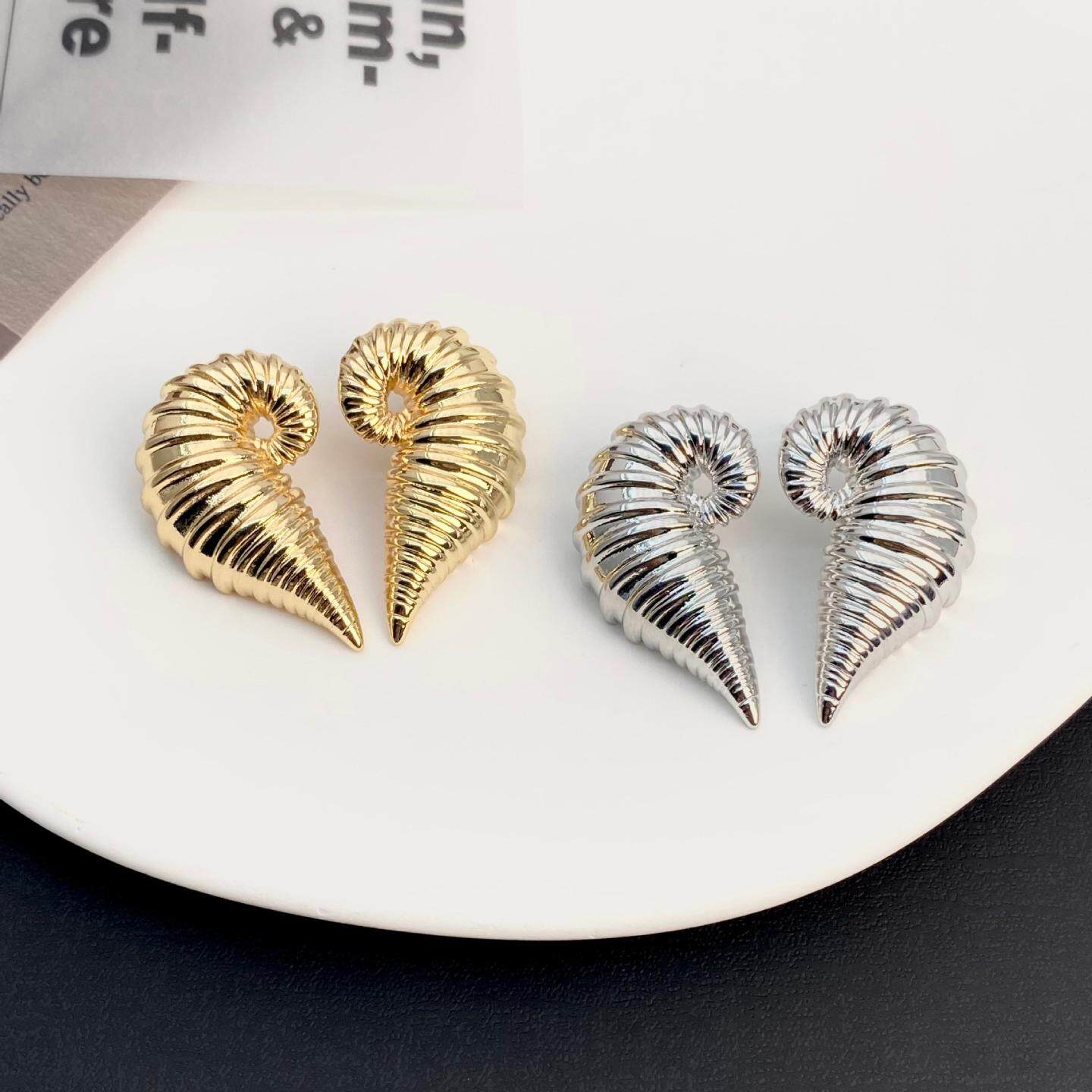 新款动物金属羊角耳钉S925银针