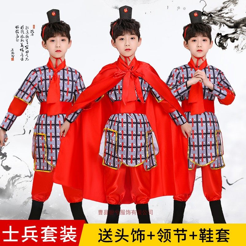 春季古代士兵服男女古装盔甲铠甲披风表演服花木兰服装兵马俑服装