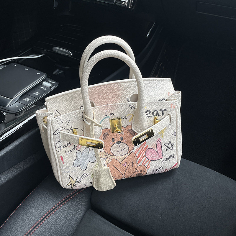 原创设计涂鸦通勤手提包斜挎女包