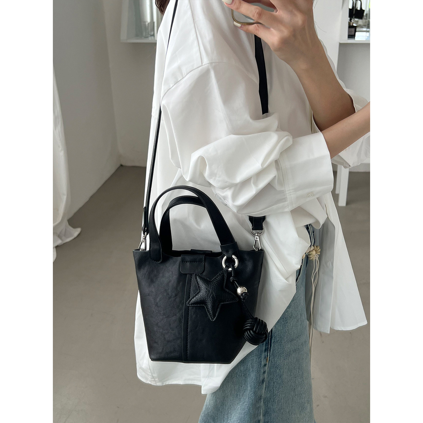 真皮菜篮子水桶包2025新款高级感多功能手提包时尚百搭单肩斜挎包,箱包皮具/热销女包/男包,水桶包,淘宝优惠券,粉丝福利购,淘宝优惠卷