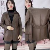 高档气质中长款 海宁皮衣风衣女士外套2025春季 新款 显瘦百搭上衣潮