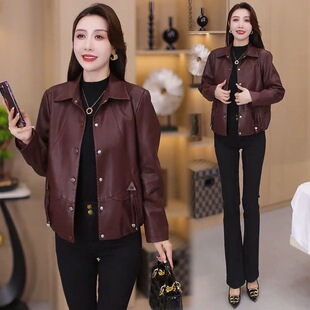 高端品质软皮 洋气A版 莫妮卡皮衣2025新款 宽松显瘦时尚 外套 韩版