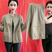 宽松洋气皮衣女夹克短款 小个子休闲PU机车服 外套春秋港风气质时尚