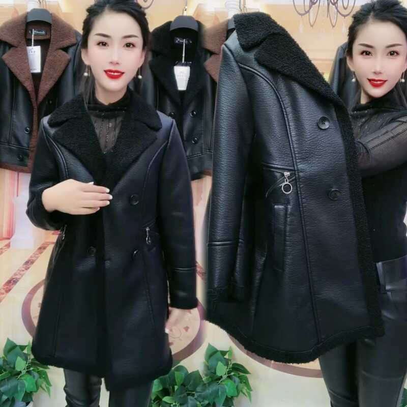 加绒2025新款pu皮毛一体外套时尚