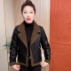 仿海宁真皮衣外套女2025新款 爆款 秋冬加绒加厚羊羔绒皮毛一体夹克
