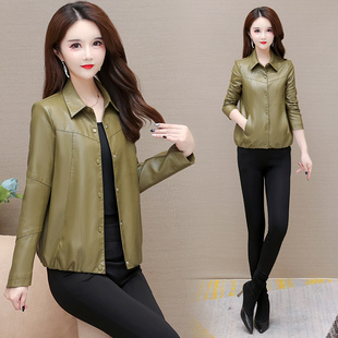 小皮衣外套女春秋2024年新款 小个子妈妈休闲仿真皮上衣 皮夹克时尚