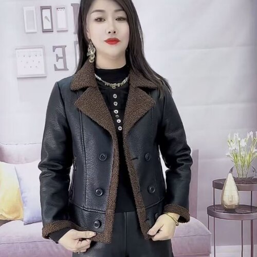 加绒加厚皮衣女仿羊羔毛皮衣外套