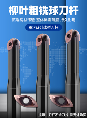 球型铣刀杆BCF球头球刀杆柳叶刀片R8/10/12.5/15球形立铣刀杆刀片