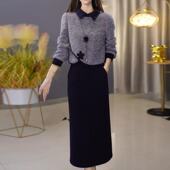 两件套 时尚 气质淑女中年妈妈大码 礼服裙2025年秋季 新款 套装 裙