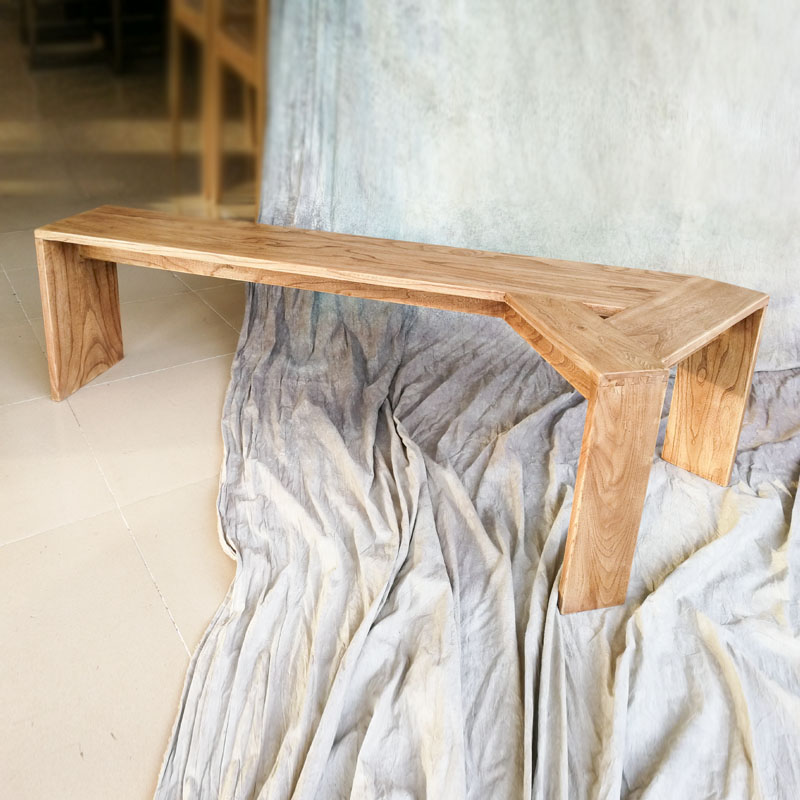 一文制木纯实木榫卯新中式简约三角床尾凳换鞋凳包邮