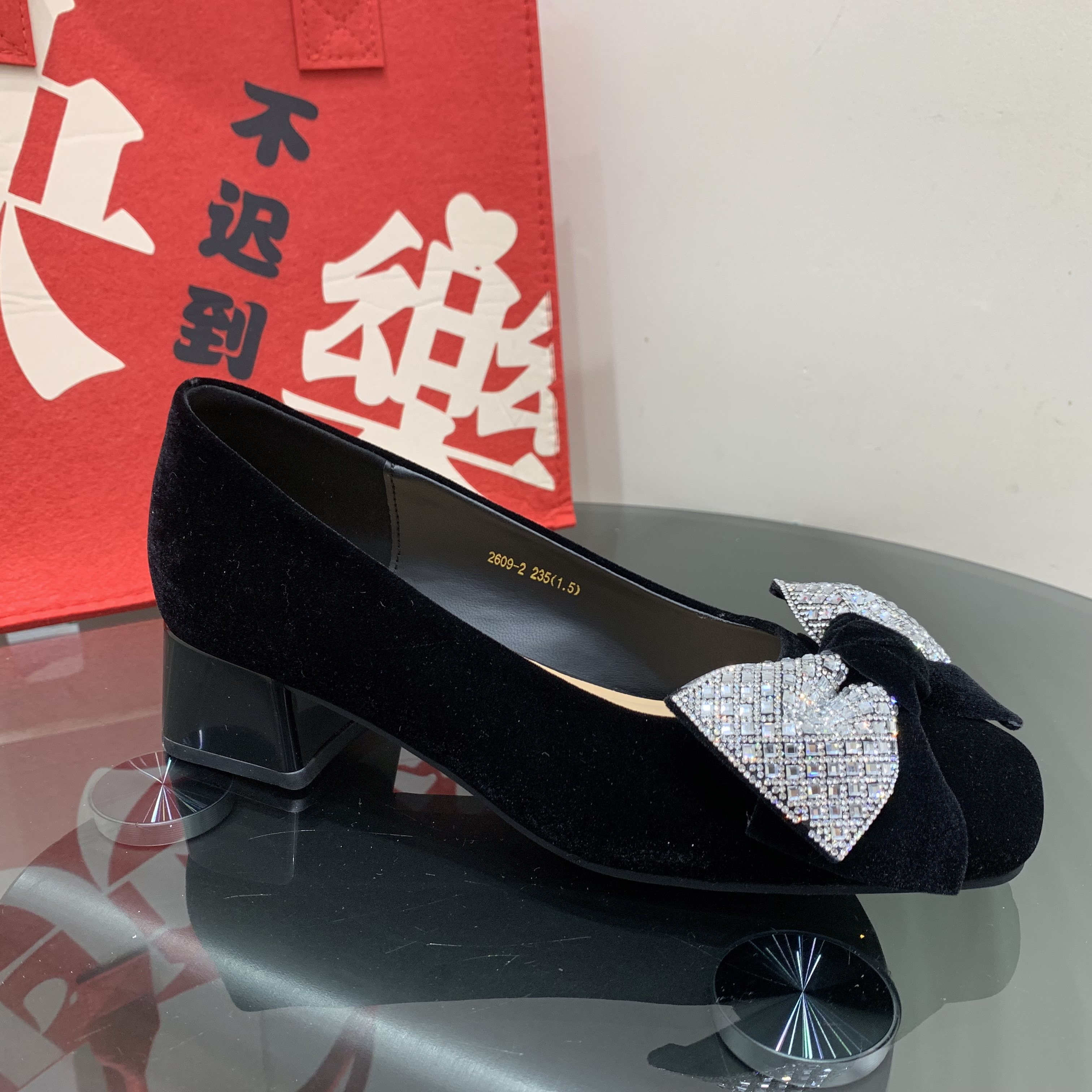 小香风粗跟蝴蝶结水钻玛丽珍鞋女2026春季新款方头不累脚时尚单鞋,女鞋,浅口单鞋,淘宝优惠券,粉丝福利购,淘宝优惠卷