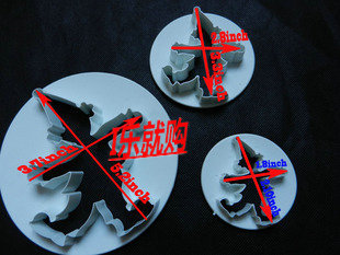 烘焙模具 3pcs圣诞节小丑装饰压花模 印花模 翻糖 糖花工具