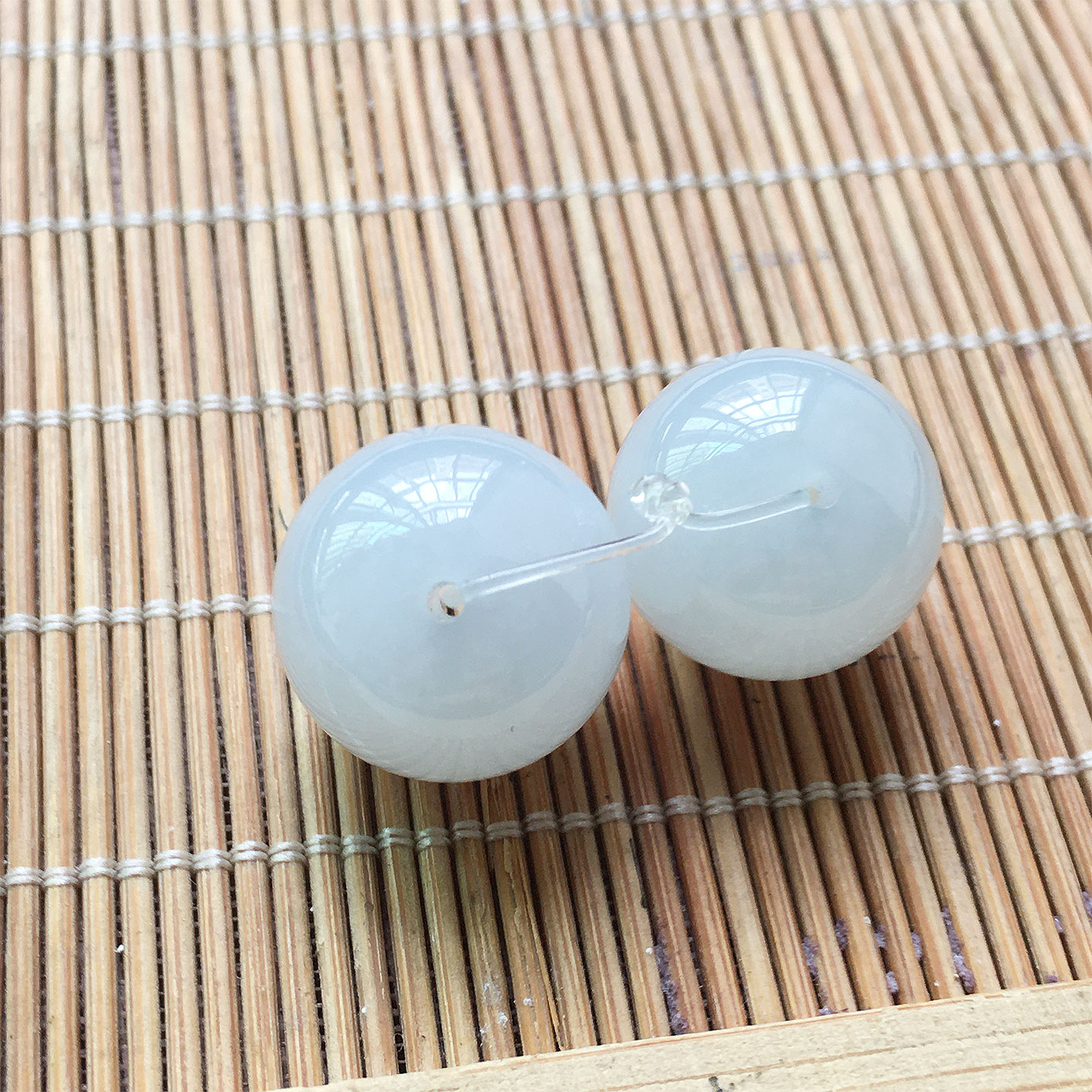 翡翠冰种纯净玉珠子单珠对珠