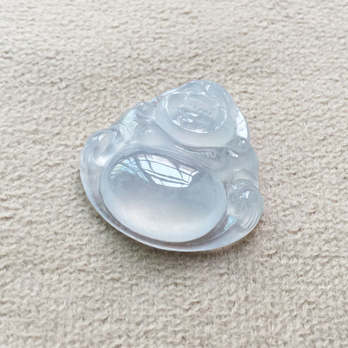 缅甸翡翠高冰种纯净玉佛吊坠