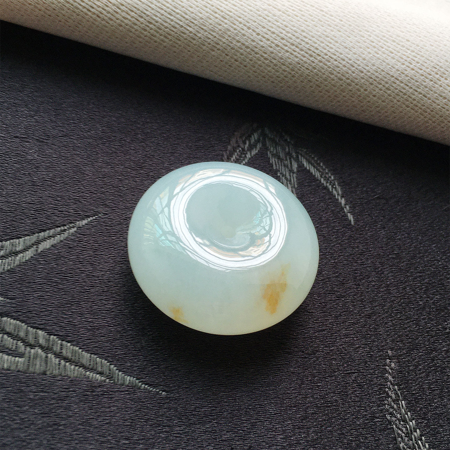 缅甸翡翠冰种飘黄翡厚平安扣吊坠老种a货冰透撒金星玉肥扣怀古扣