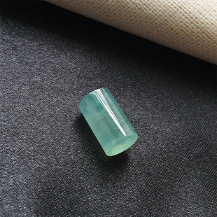 缅甸翡翠冰种飘蓝花玉桶珠配珠吊坠老种a货冰透玉柱可打孔路路通