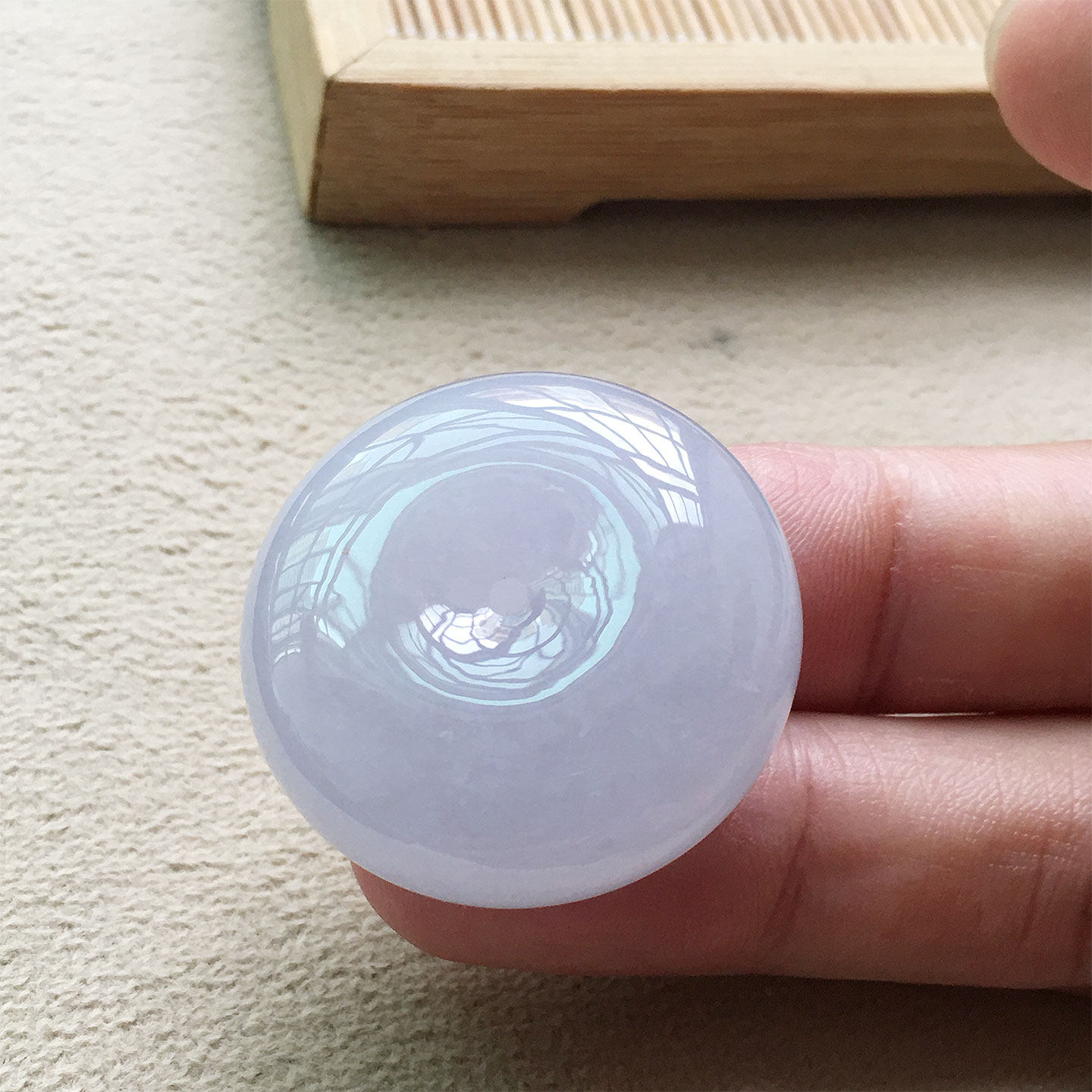 缅甸翡翠冰种紫罗兰饱满厚平安扣吊坠老种a货冰透水润紫肥扣怀古