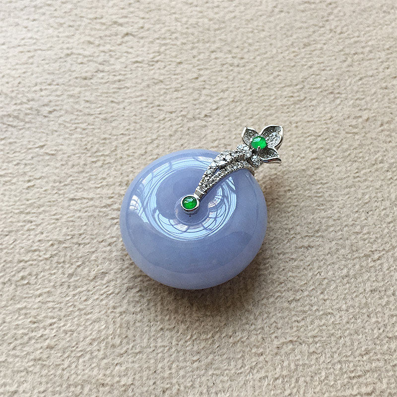 缅甸翡翠冰种紫罗兰平安扣吊坠18K金女款浓紫色玉怀古扣肥扣紫扣