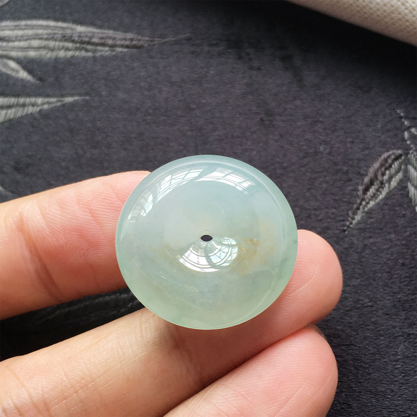 翡翠冰种飘黄翡平安扣吊坠